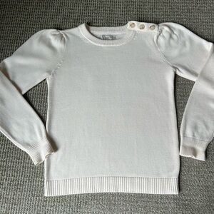 LOFT Cream Button-Shoulder Sweater